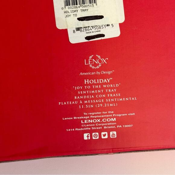 NIB Lenox Holiday Joy To The World Rectangular Sentiment Tray 11" Porcelain - Picture 12 of 14